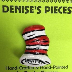 Seuss Cat In The Hat Pin Brooch 1.5 In Artisan Red White Striped Seussical 2